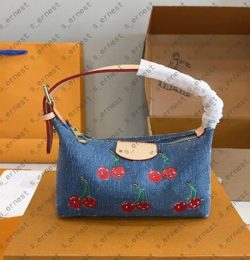 Designer Pink Denim Handbags Underarm Bag Women Totes Travel Fashion Shoulder Bags Crossbody Canvas Bag