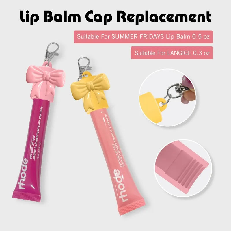 5 Colors Rhode Lip Balm Cover, Bow Style Suitable for Car Pendants, Bag Pendants, DIY