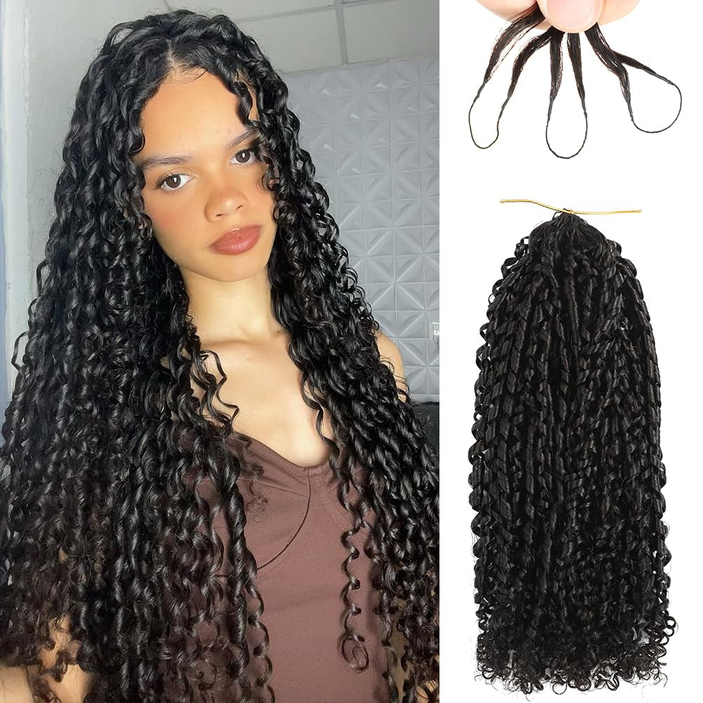 Feather Crochet Human Hair for Black Women Pixie Curly 16 Inch 60G/Pack Miracle Knots Hair 16A Brazilian Raw Human Curly Hair Crochet Pre-Separated Invisible Virgin Human Crochet Hair Natural Color