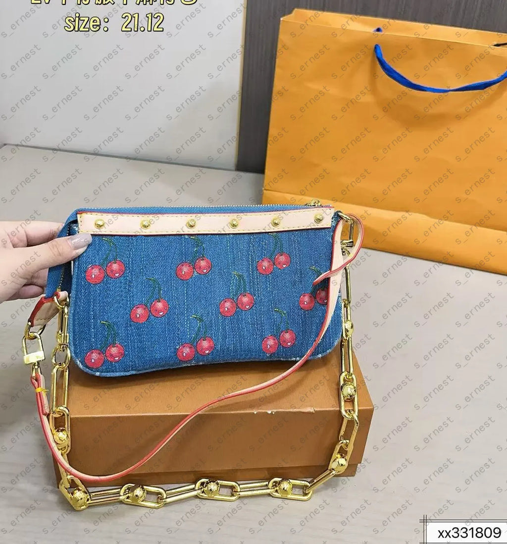 Designer Pink Denim Handbags Underarm Bag Women Totes Travel Fashion Shoulder Bags Crossbody Canvas Bag