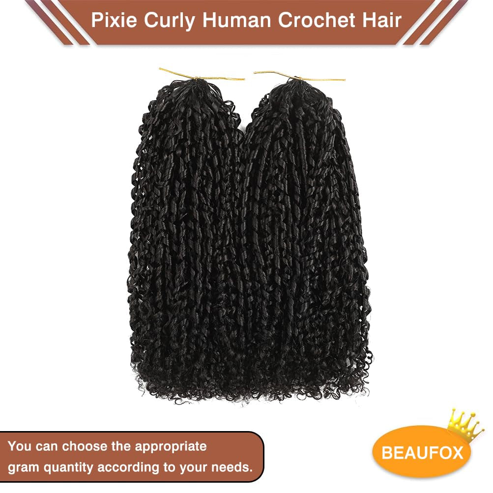 Feather Crochet Human Hair for Black Women Pixie Curly 16 Inch 60G/Pack Miracle Knots Hair 16A Brazilian Raw Human Curly Hair Crochet Pre-Separated Invisible Virgin Human Crochet Hair Natural Color