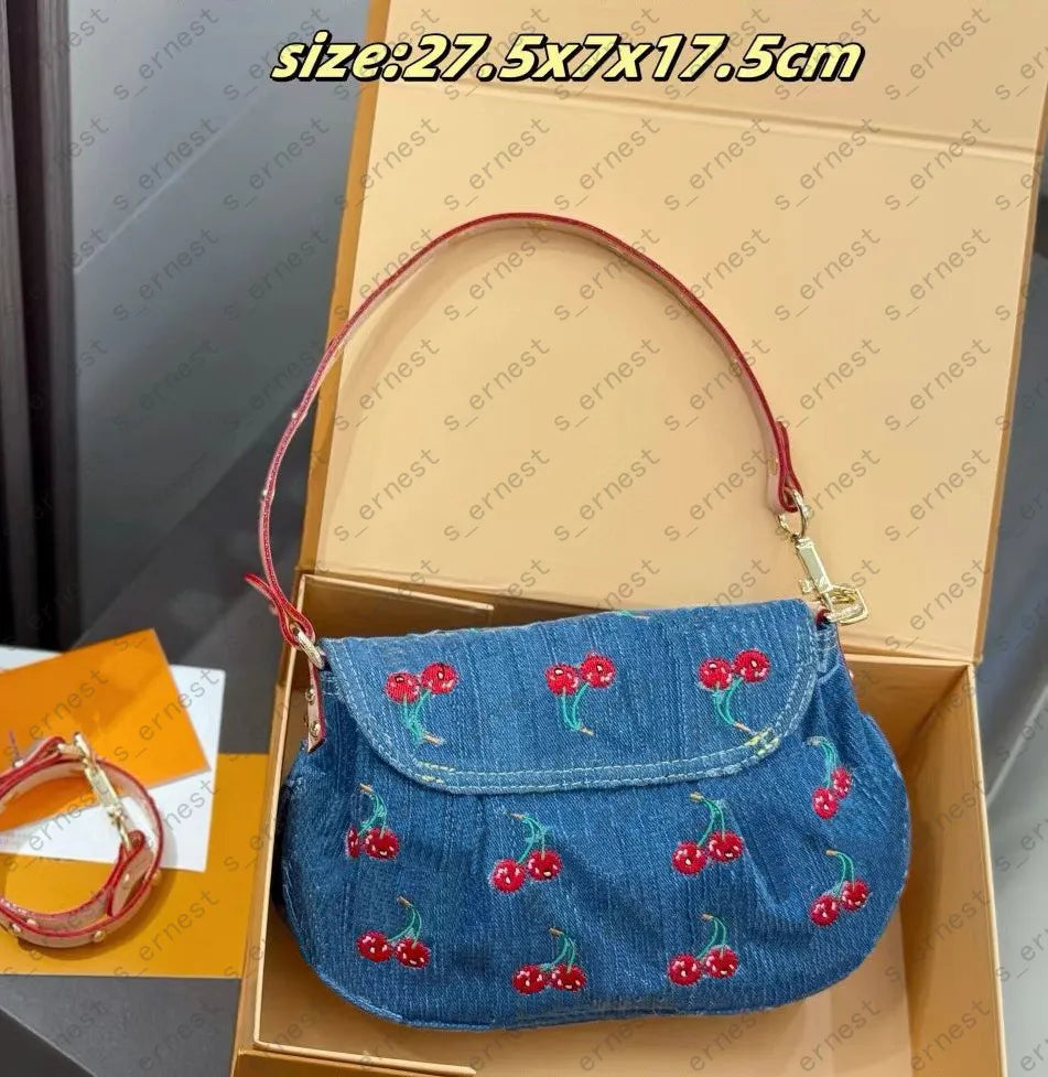 Designer Pink Denim Handbags Underarm Bag Women Totes Travel Fashion Shoulder Bags Crossbody Canvas Bag