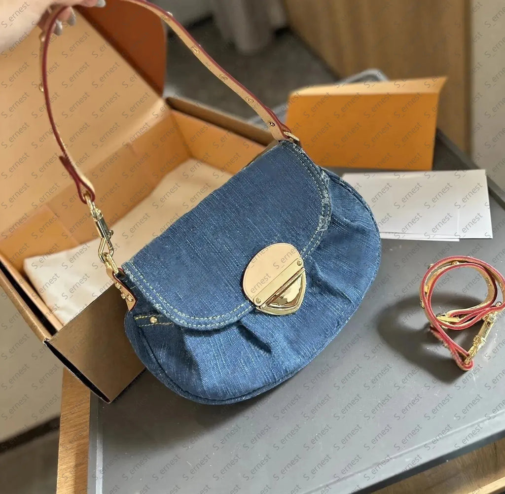 Designer Pink Denim Handbags Underarm Bag Women Totes Travel Fashion Shoulder Bags Crossbody Canvas Bag