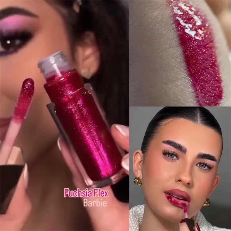 Fashion  Lip Glaze Moisten Shine Glitter Lip Plumper Makeup for Beginner Liquid Lipstick Female Makeup Cosmetics