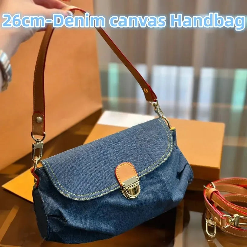 Designer Pink Denim Handbags Underarm Bag Women Totes Travel Fashion Shoulder Bags Crossbody Canvas Bag