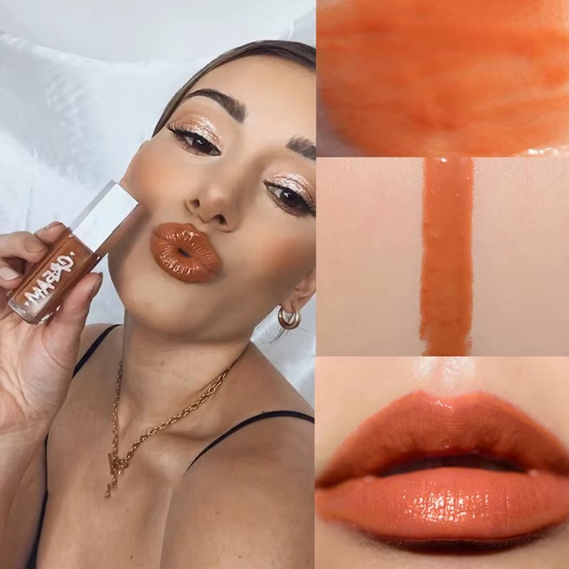 Fashion  Lip Glaze Moisten Shine Glitter Lip Plumper Makeup for Beginner Liquid Lipstick Female Makeup Cosmetics