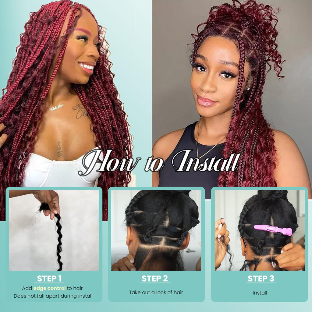 Burgundy Human Braiding Hair Water Wave 2 Bundles/Pack 100G Bulk Human Hair Braiding Hair for Boho Braids,16 Inch 99J Curly Wet and Wavy Bulk Human Hair Braiding Boho for Braiding No Weft