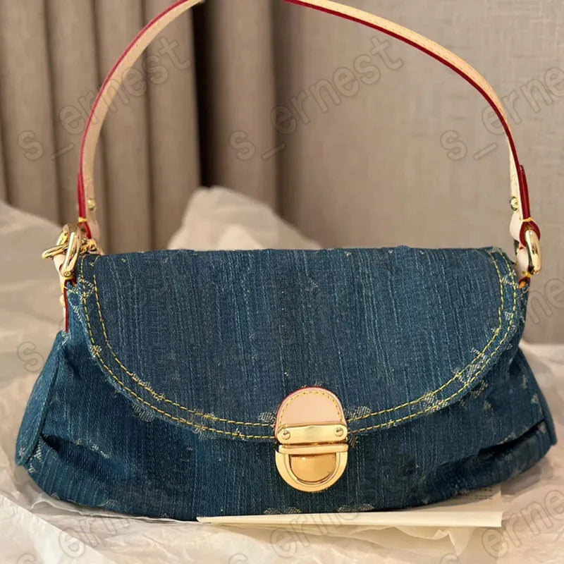 Designer Pink Denim Handbags Underarm Bag Women Totes Travel Fashion Shoulder Bags Crossbody Canvas Bag