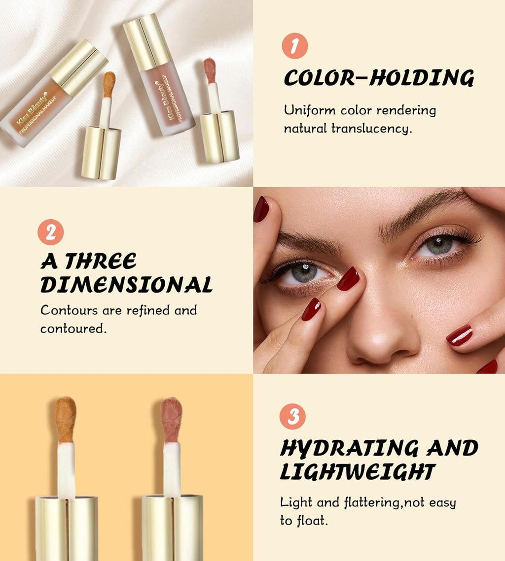 Liquid Highlighter & Blush Stick - Rare Beauty Makeup Highlighter for Natural Three-Dimensional Face Contouring，Sparkling Coffee Color
