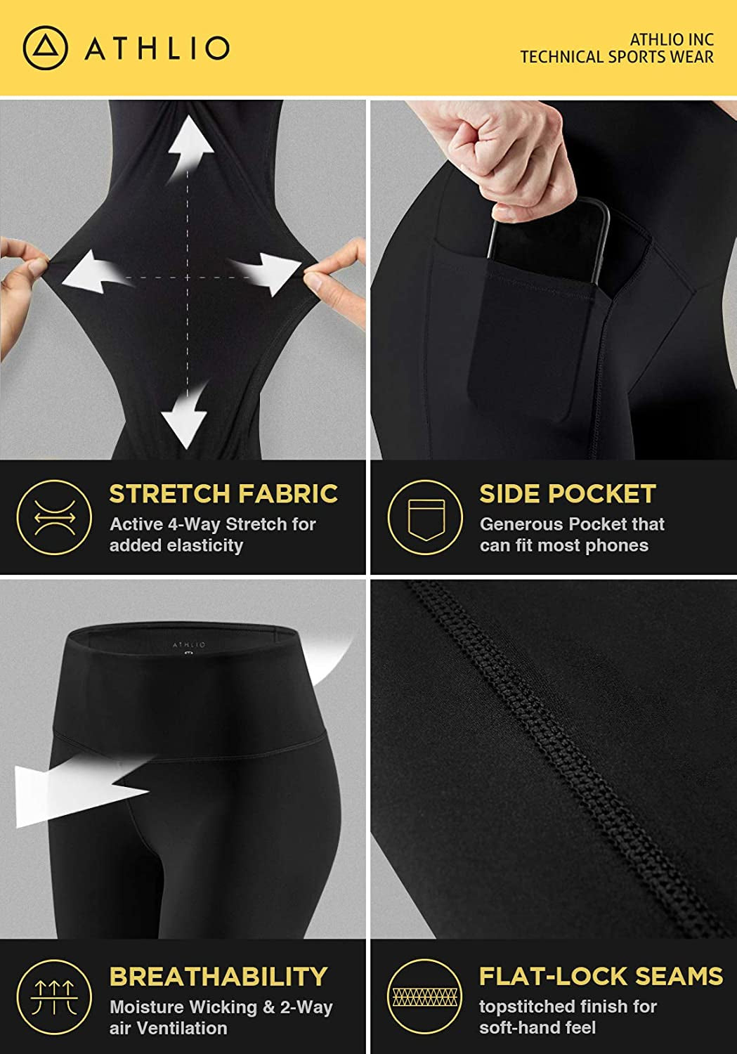 Women'S High Waist Yoga Shorts, Tummy Control Stretch Fabric with Pocket for Running, Workout and Exercise