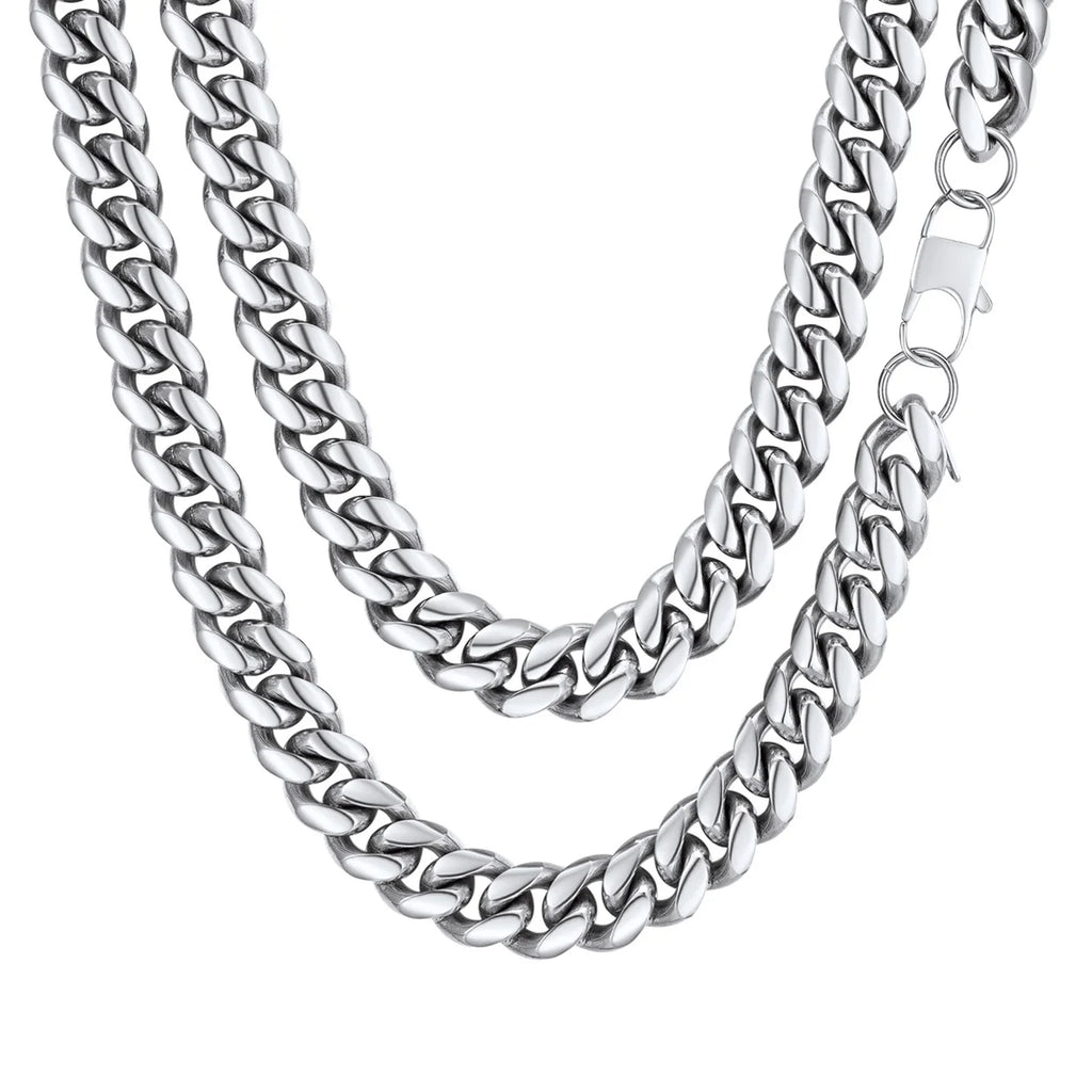 Men'S Stainless Steel Cuban Link Chain Necklace 10MM 18Inch Hip Hop Jewelry Gift for Dad Son
