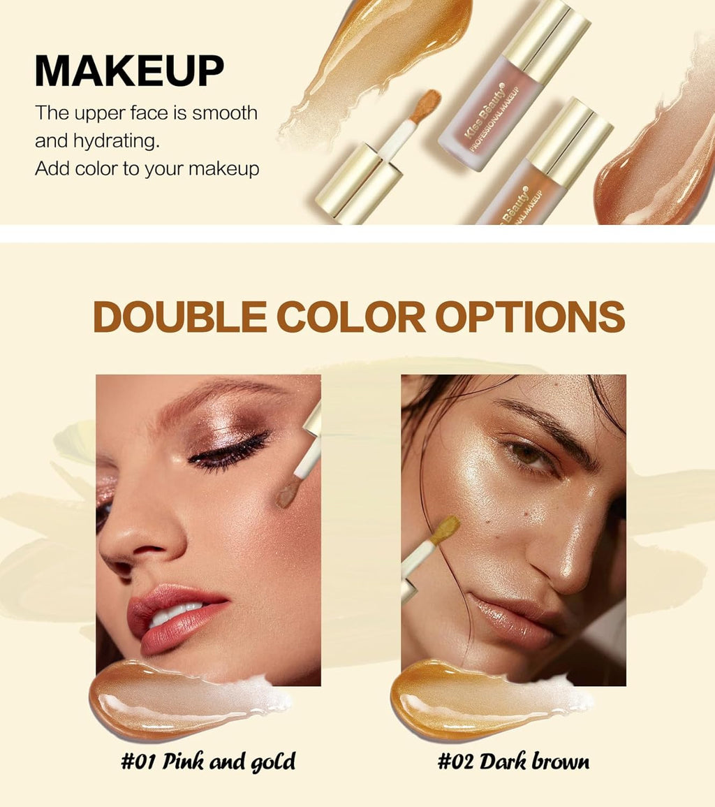 Liquid Highlighter & Blush Stick - Rare Beauty Makeup Highlighter for Natural Three-Dimensional Face Contouring，Sparkling Coffee Color