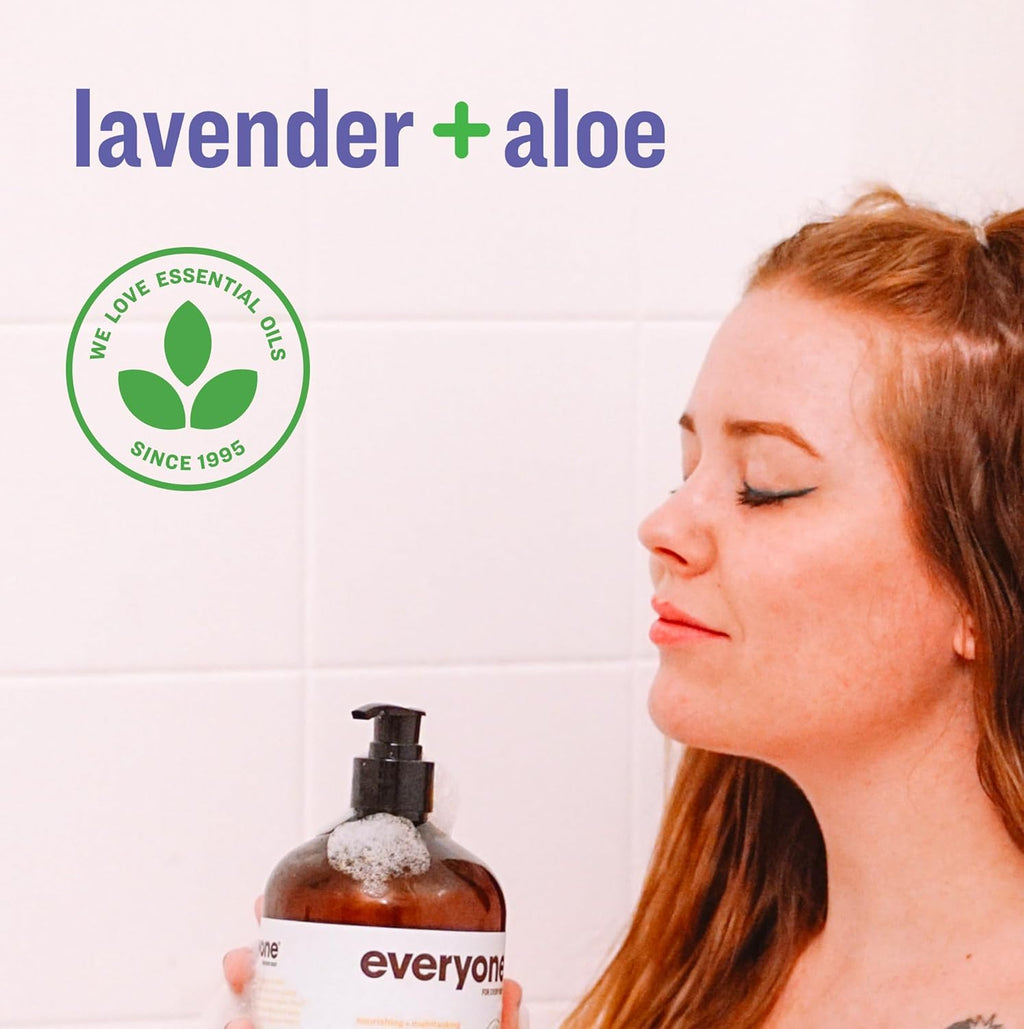 3-In-1 Soap, Body Wash, Bubble Bath, Shampoo, 32 Ounce (Pack of 2), Lavender and Aloe, Made with Essential Oils for Men and Women