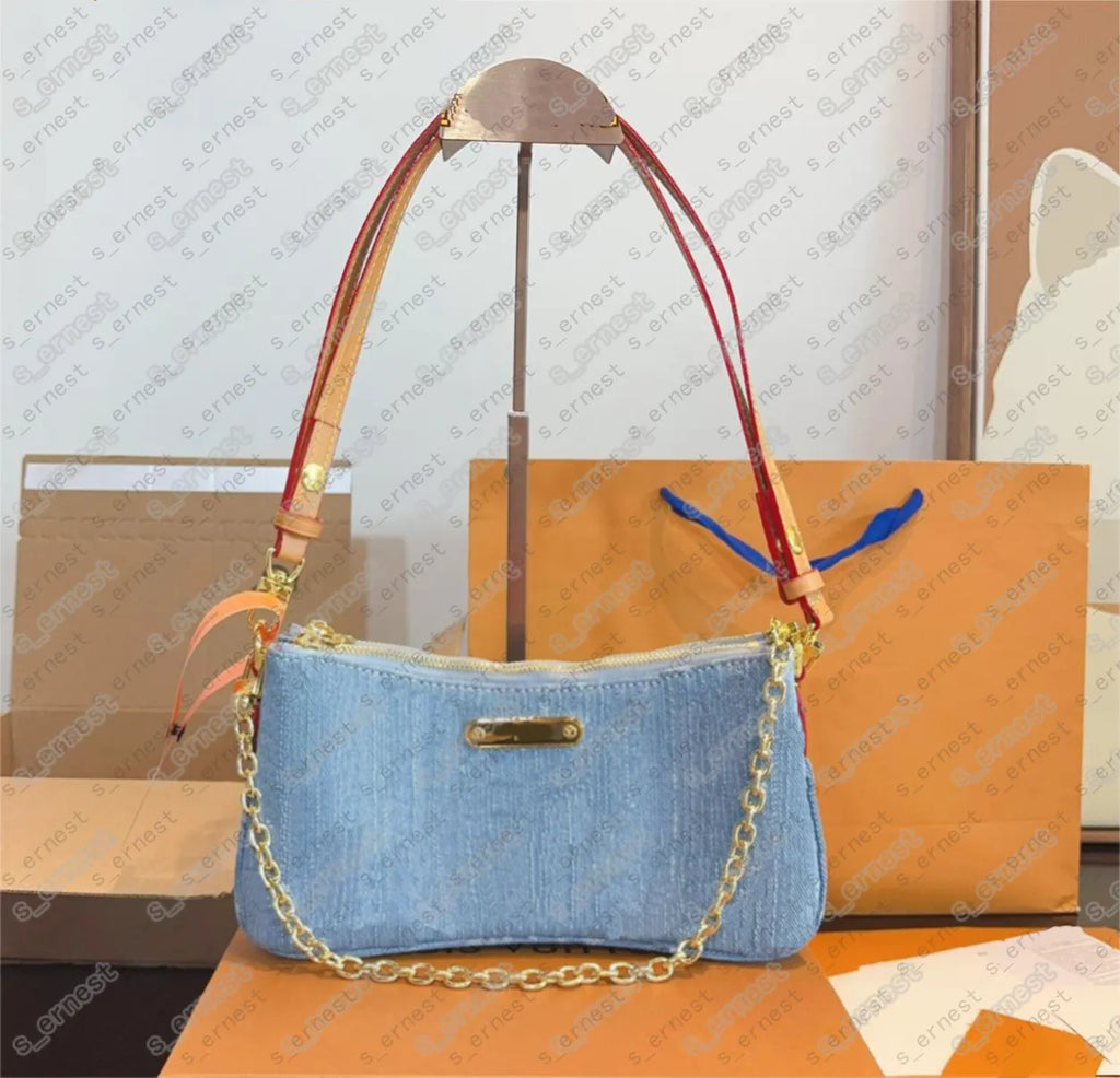 Designer Pink Denim Handbags Underarm Bag Women Totes Travel Fashion Shoulder Bags Crossbody Canvas Bag