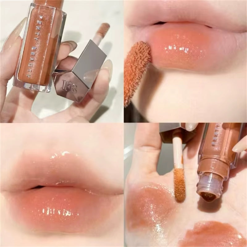 Fashion  Lip Glaze Moisten Shine Glitter Lip Plumper Makeup for Beginner Liquid Lipstick Female Makeup Cosmetics
