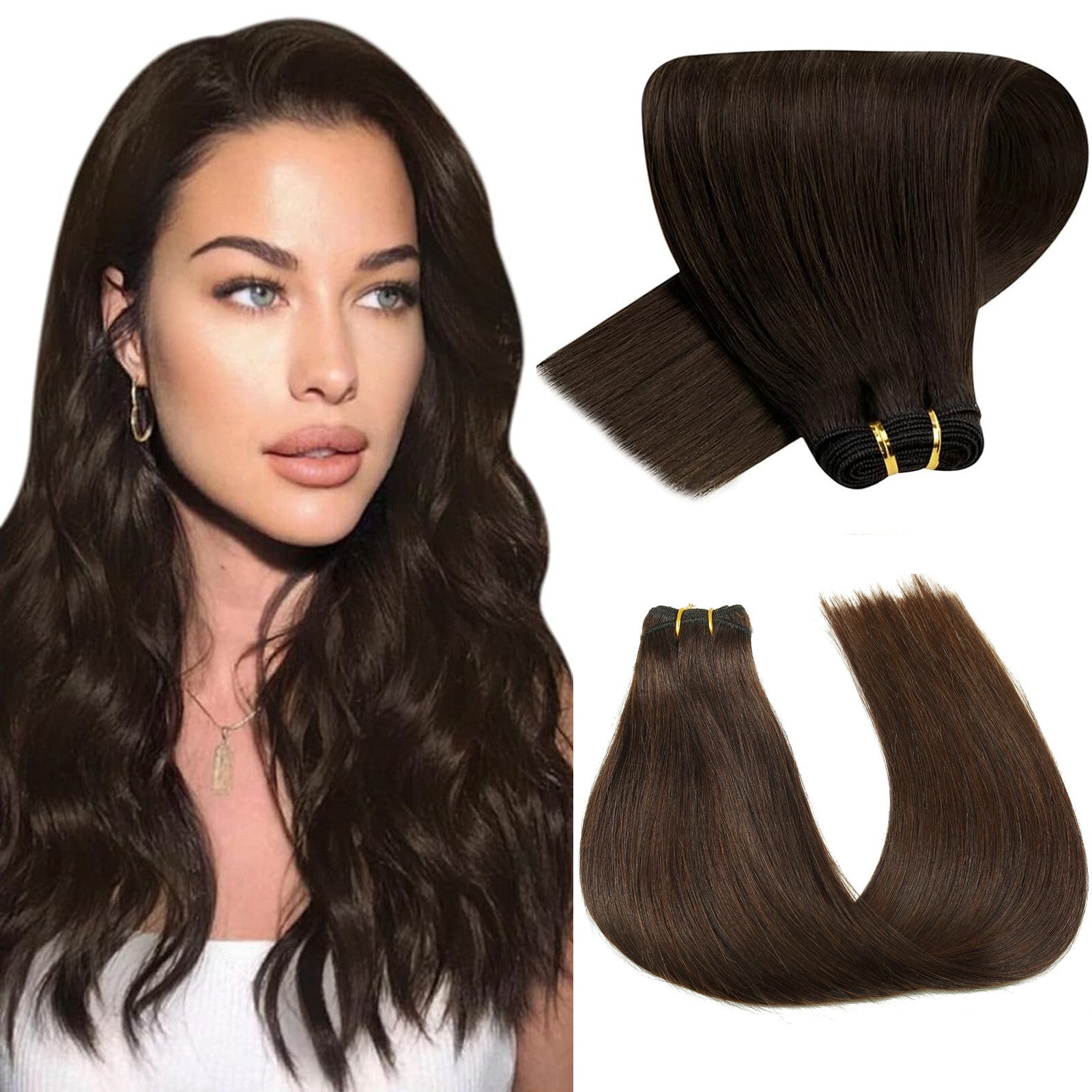 Machine Weft Double Weft Sew-In Weave Thick Bundle Remy Russian Hair 16In-28Inch
