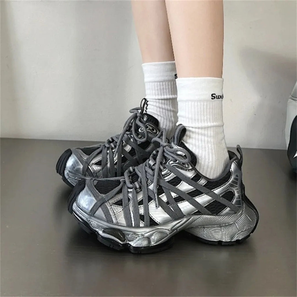Designer Shoes 2026 Breathable Mesh Platform Dad Sneakers for Men & Women, Lace-Up Thick Sole Casual Shoes, Fashion Versatile Sports Trainers