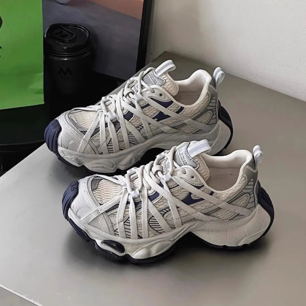 Designer Shoes 2026 Breathable Mesh Platform Dad Sneakers for Men & Women, Lace-Up Thick Sole Casual Shoes, Fashion Versatile Sports Trainers