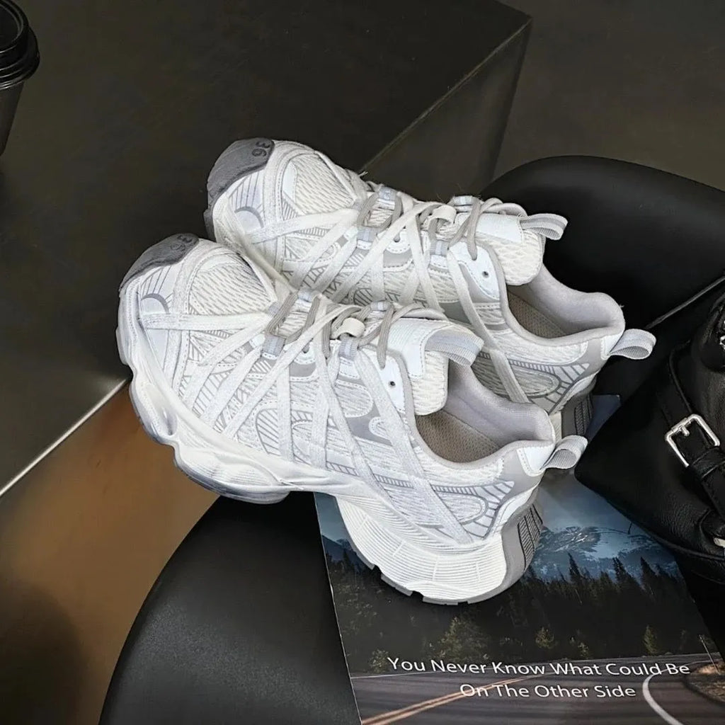Designer Shoes 2026 Breathable Mesh Platform Dad Sneakers for Men & Women, Lace-Up Thick Sole Casual Shoes, Fashion Versatile Sports Trainers