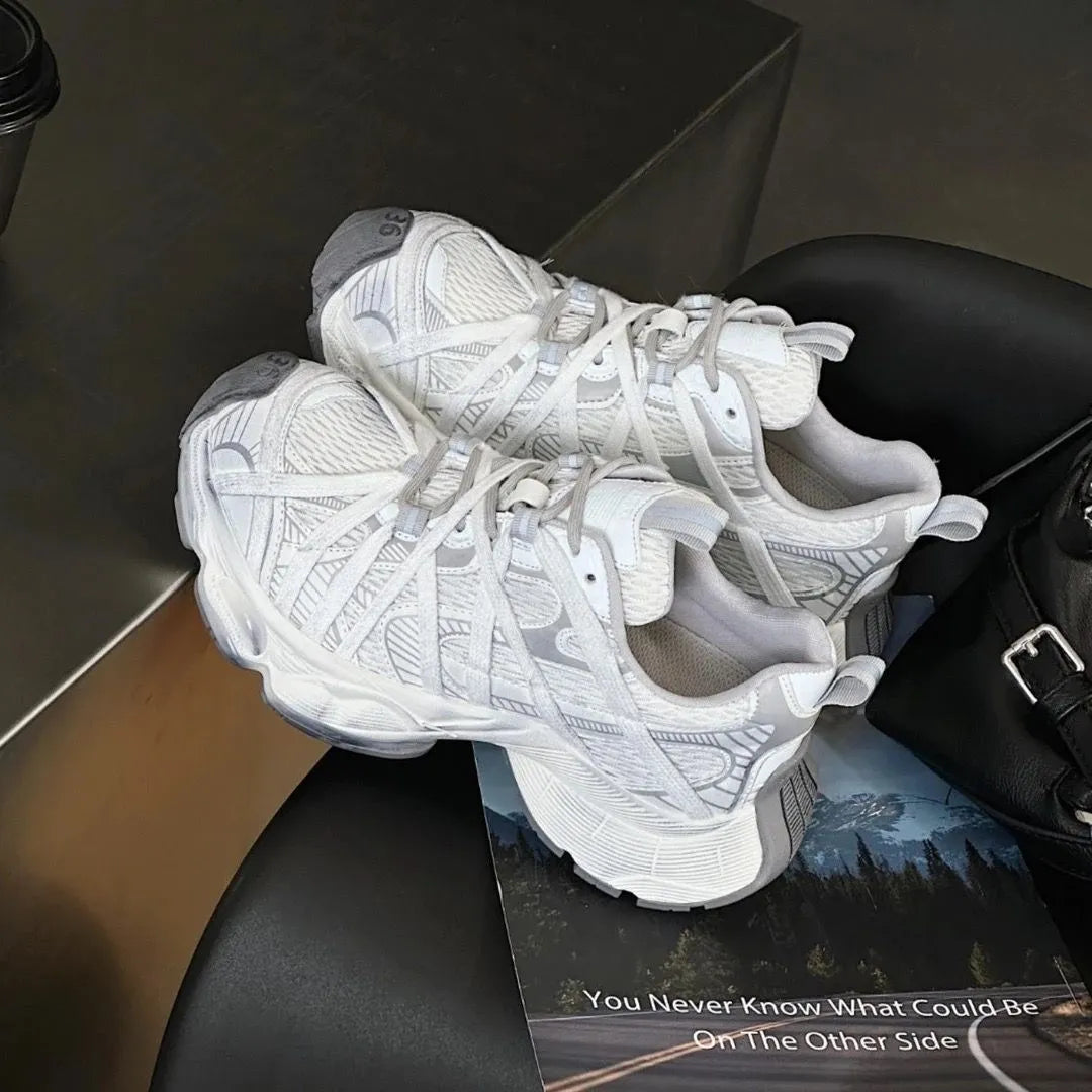 Designer Shoes 2026 Breathable Mesh Platform Dad Sneakers for Men & Women, Lace-Up Thick Sole Casual Shoes, Fashion Versatile Sports Trainers