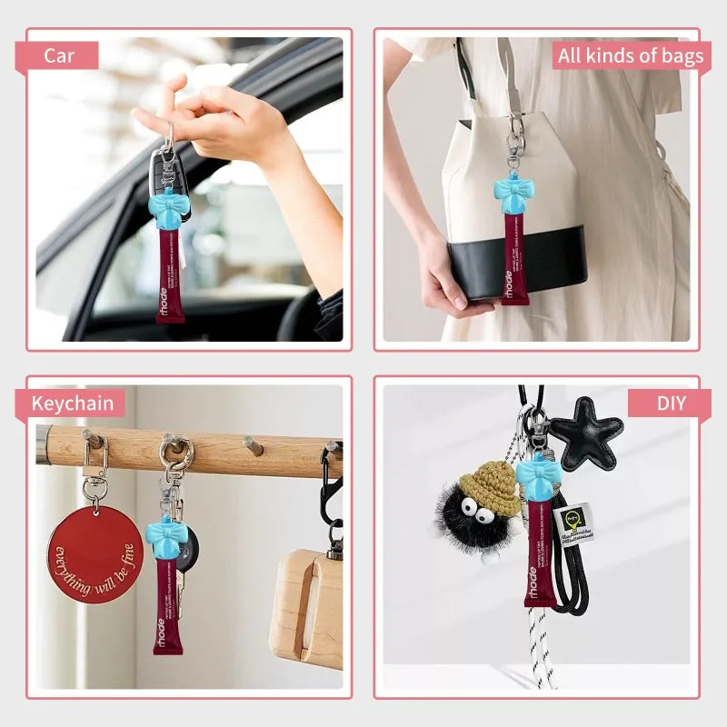5 Colors Rhode Lip Balm Cover, Bow Style Suitable for Car Pendants, Bag Pendants, DIY