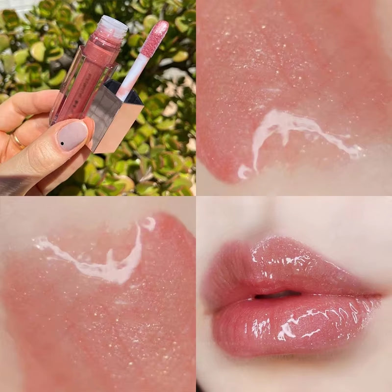 Fashion  Lip Glaze Moisten Shine Glitter Lip Plumper Makeup for Beginner Liquid Lipstick Female Makeup Cosmetics