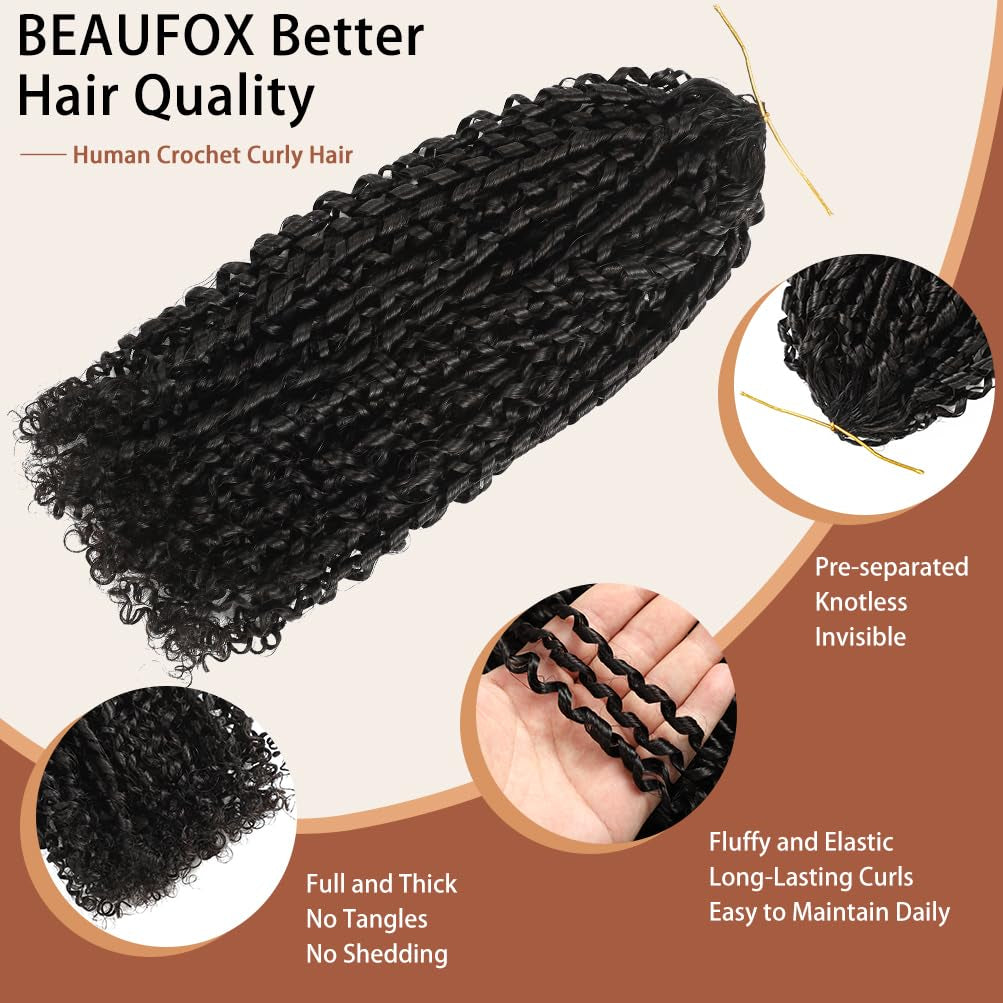 Feather Crochet Human Hair for Black Women Pixie Curly 16 Inch 60G/Pack Miracle Knots Hair 16A Brazilian Raw Human Curly Hair Crochet Pre-Separated Invisible Virgin Human Crochet Hair Natural Color