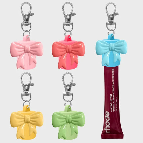 5 Colors Rhode Lip Balm Cover, Bow Style Suitable for Car Pendants, Bag Pendants, DIY