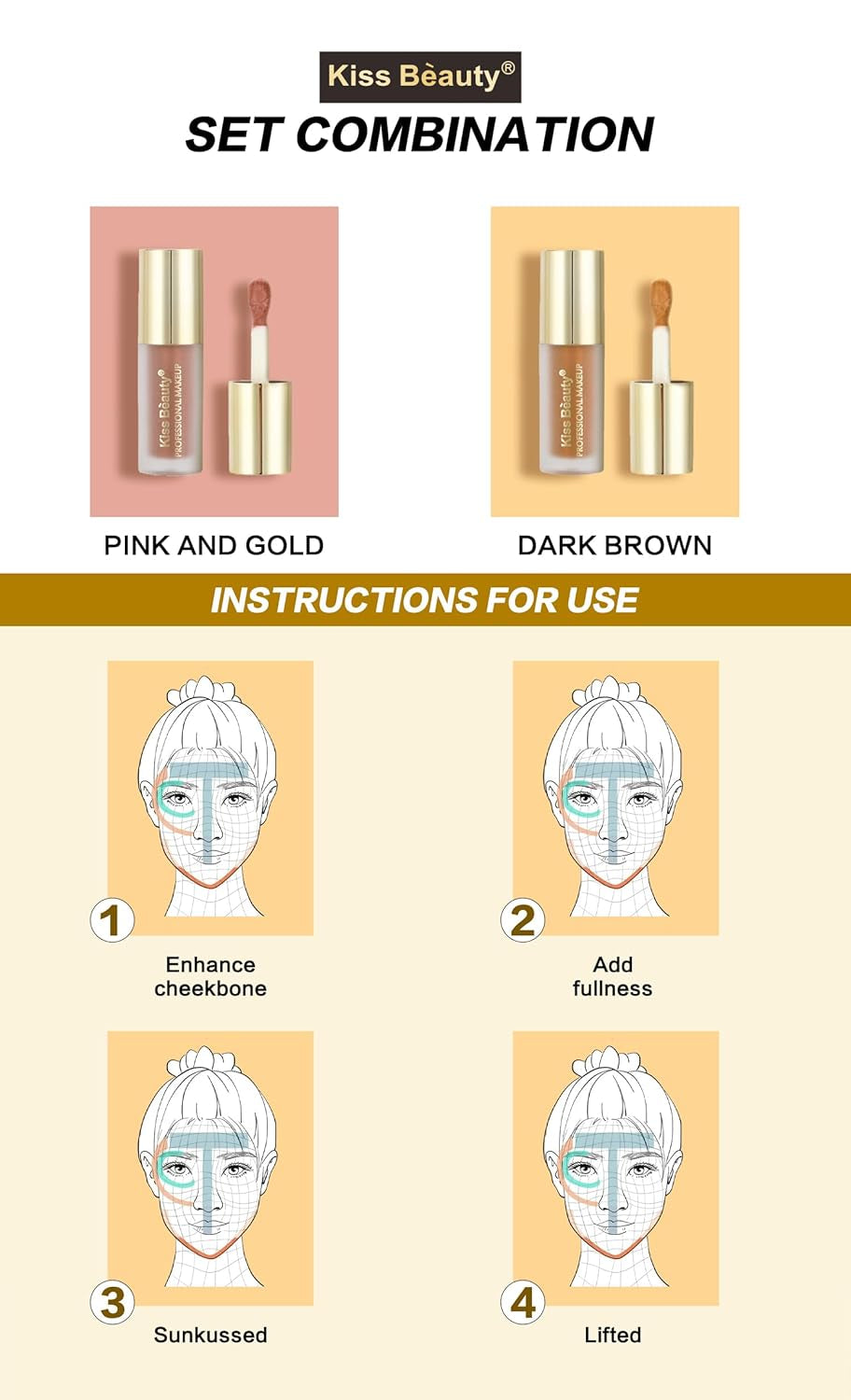 Liquid Highlighter & Blush Stick - Rare Beauty Makeup Highlighter for Natural Three-Dimensional Face Contouring，Sparkling Coffee Color