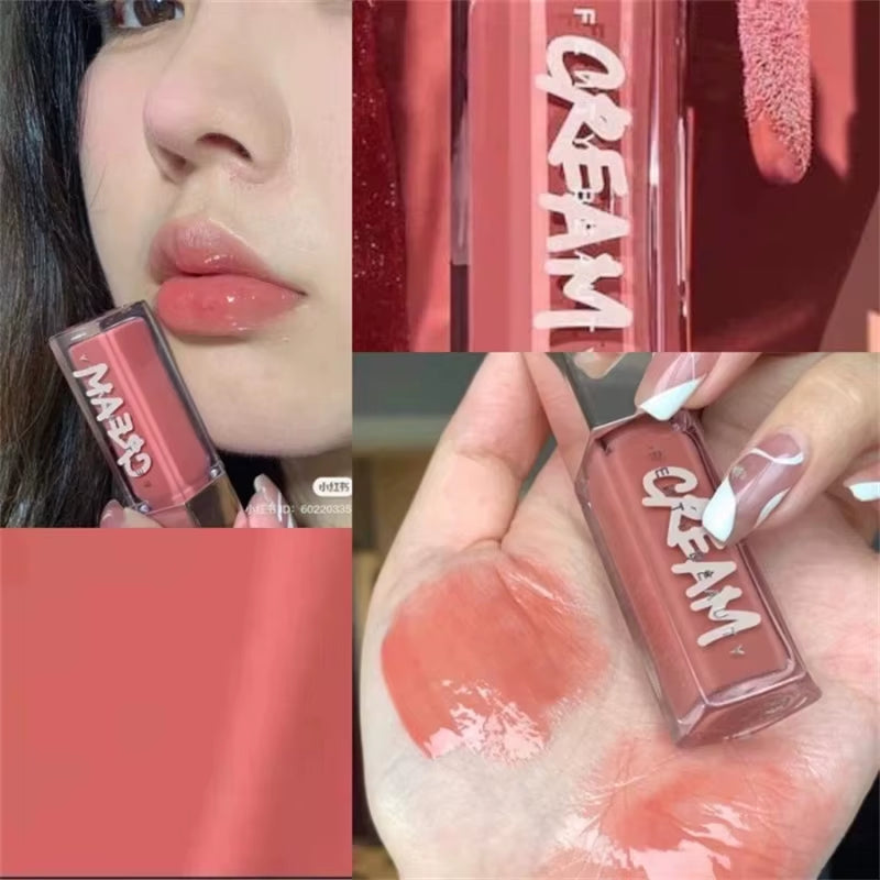 Fashion  Lip Glaze Moisten Shine Glitter Lip Plumper Makeup for Beginner Liquid Lipstick Female Makeup Cosmetics