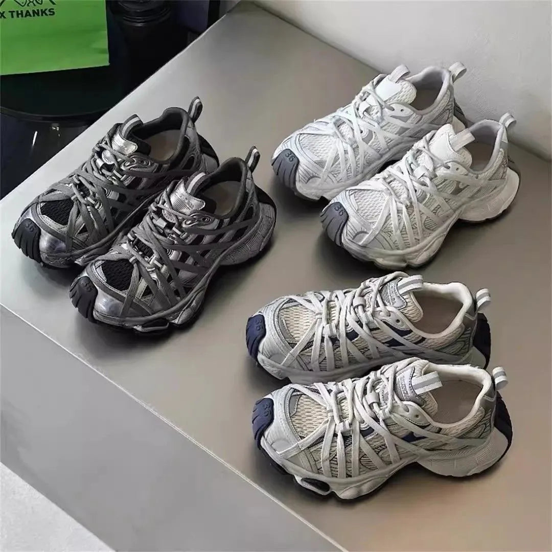 Designer Shoes 2026 Breathable Mesh Platform Dad Sneakers for Men & Women, Lace-Up Thick Sole Casual Shoes, Fashion Versatile Sports Trainers
