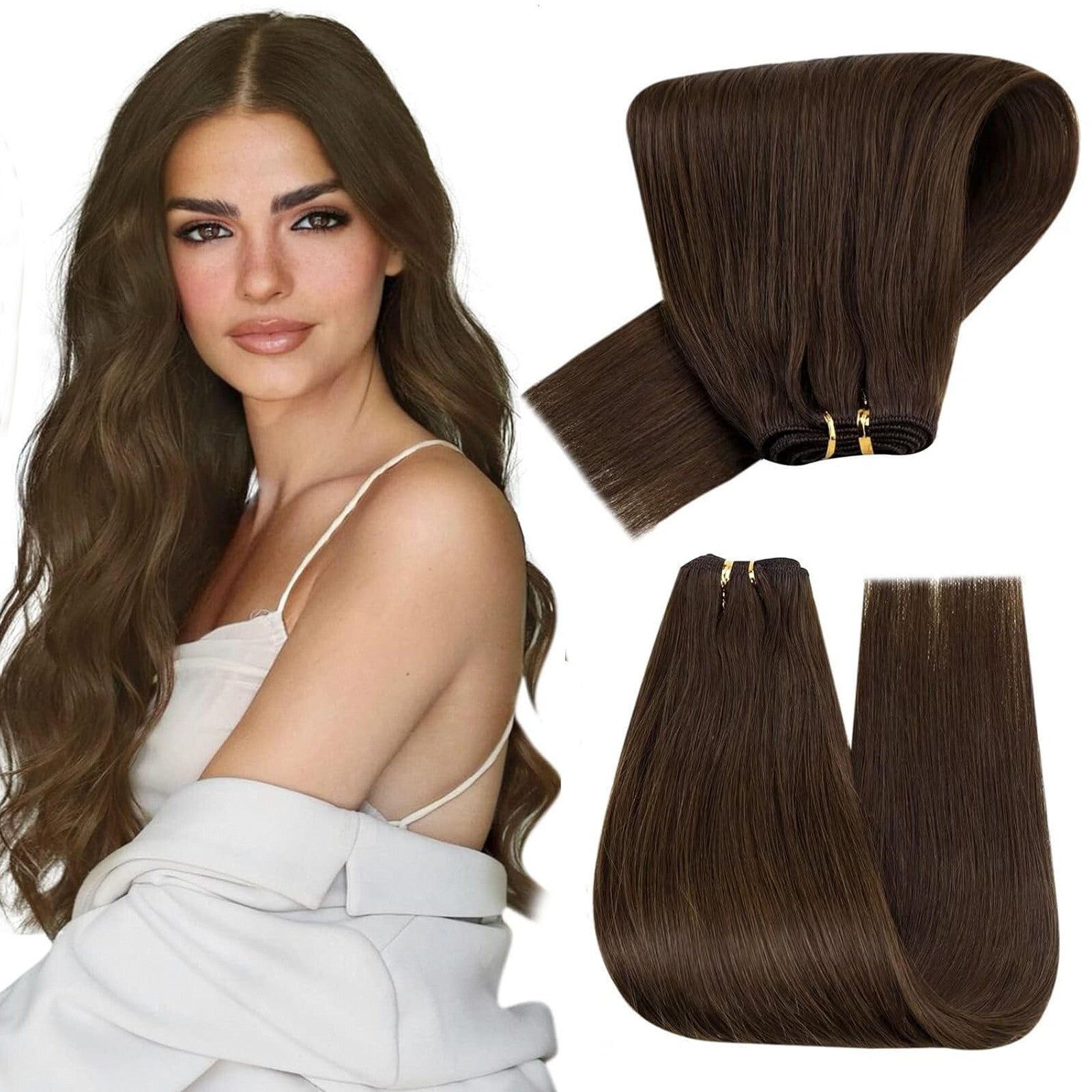 Machine Weft Double Weft Sew-In Weave Thick Bundle Remy Russian Hair 16In-28Inch