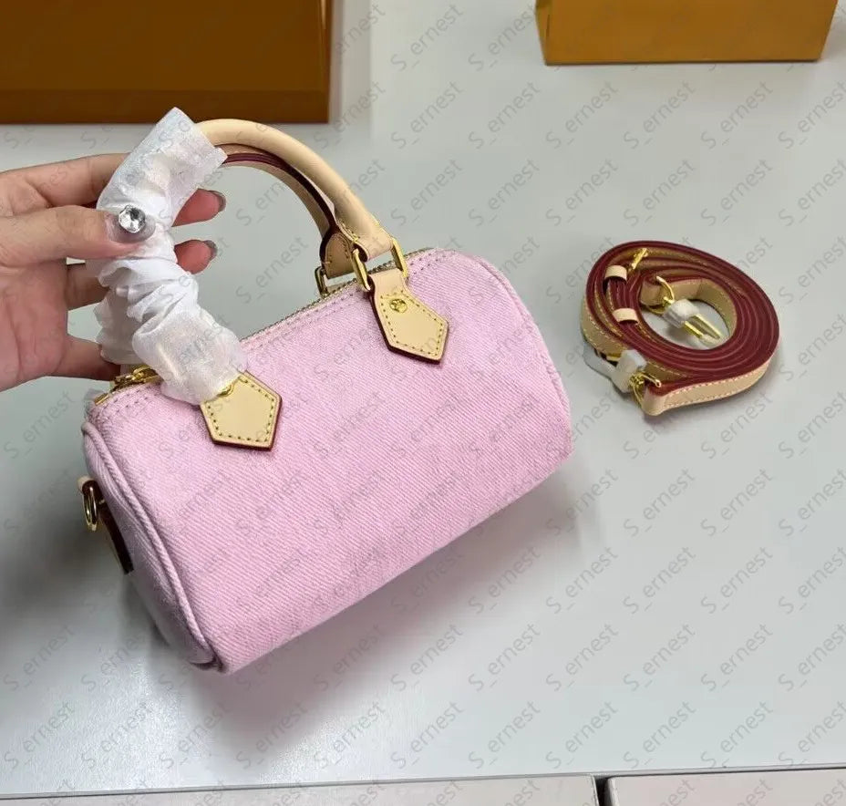 Designer Pink Denim Handbags Underarm Bag Women Totes Travel Fashion Shoulder Bags Crossbody Canvas Bag